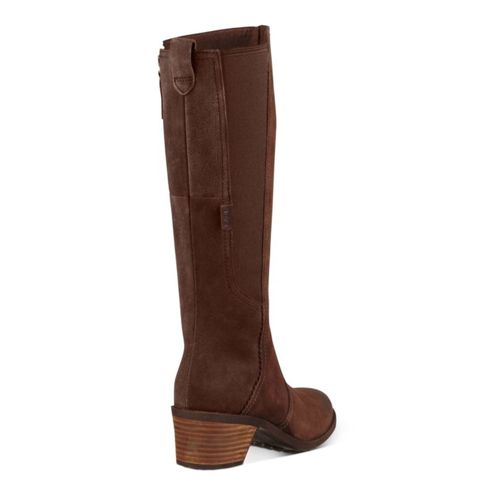 TEVA Womens Brown Waterproof Anaya Round Toe Block Heel Leather Riding Boot 5 - Picture 2 of 4
